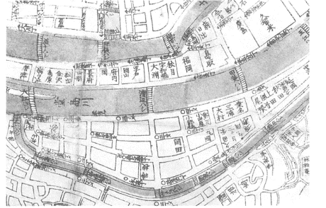 江戸時代の中之島付近地図（弘化4年版　1847年）